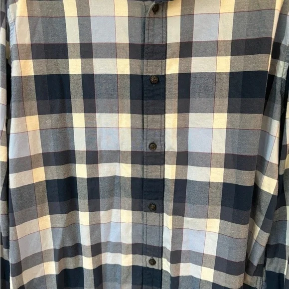 Banana Republic Luxe Flannel Grant Fit Navy/Blue/White w/ Red Stripe Men's XL - Picture 6 of 10